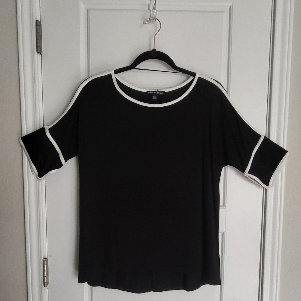 Cable & Gauge Black and White Polo T-Shirt